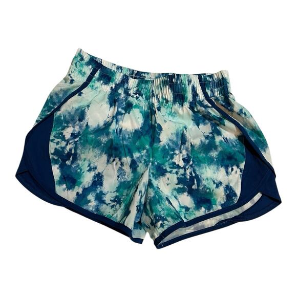 Athletic Works Girls Running Shorts Blue L 10/12 Silver Shimmer Tie Dye - Picture 7 of 10